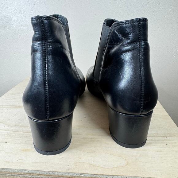 Paul Green Womens Ankle Heeled Boots Almond Toe Black Leather 90s size 5.5 - Picture 2 of 7